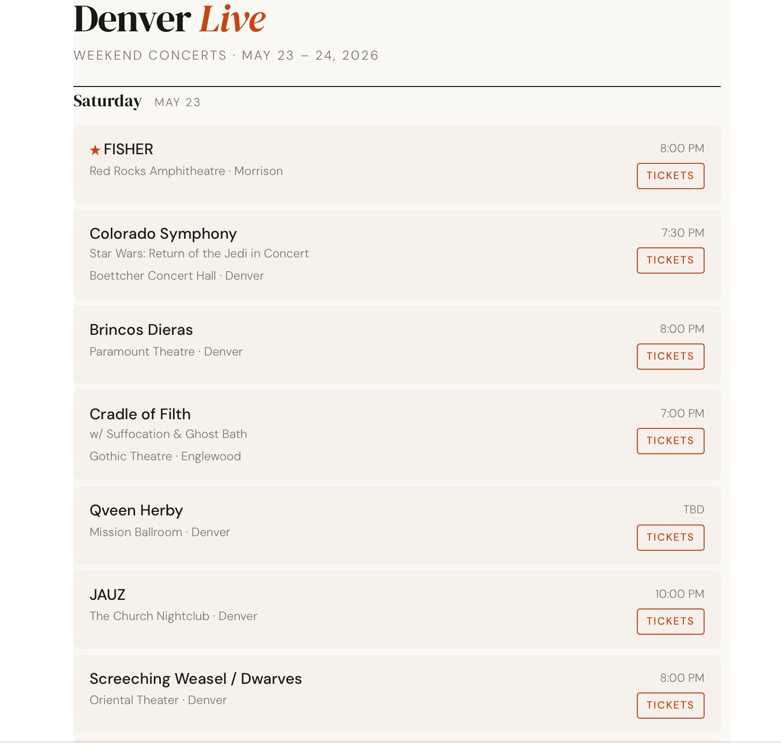 Concerts May 23-25